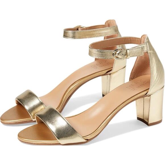 Naturalizer Vera Gold Metallic Leather Sandals Size 10 festive Holidays chic - Picture 1 of 10